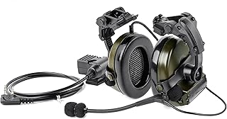 Tactical Headset with Arc rail adapter Multi-Angle Rotation Headphones Holder,Sound Pickup headset with U94 PTT Kenwood 2 Pin for Arc rail helmet Hunting Shooting Airsoft Comta II - GLECTICAL