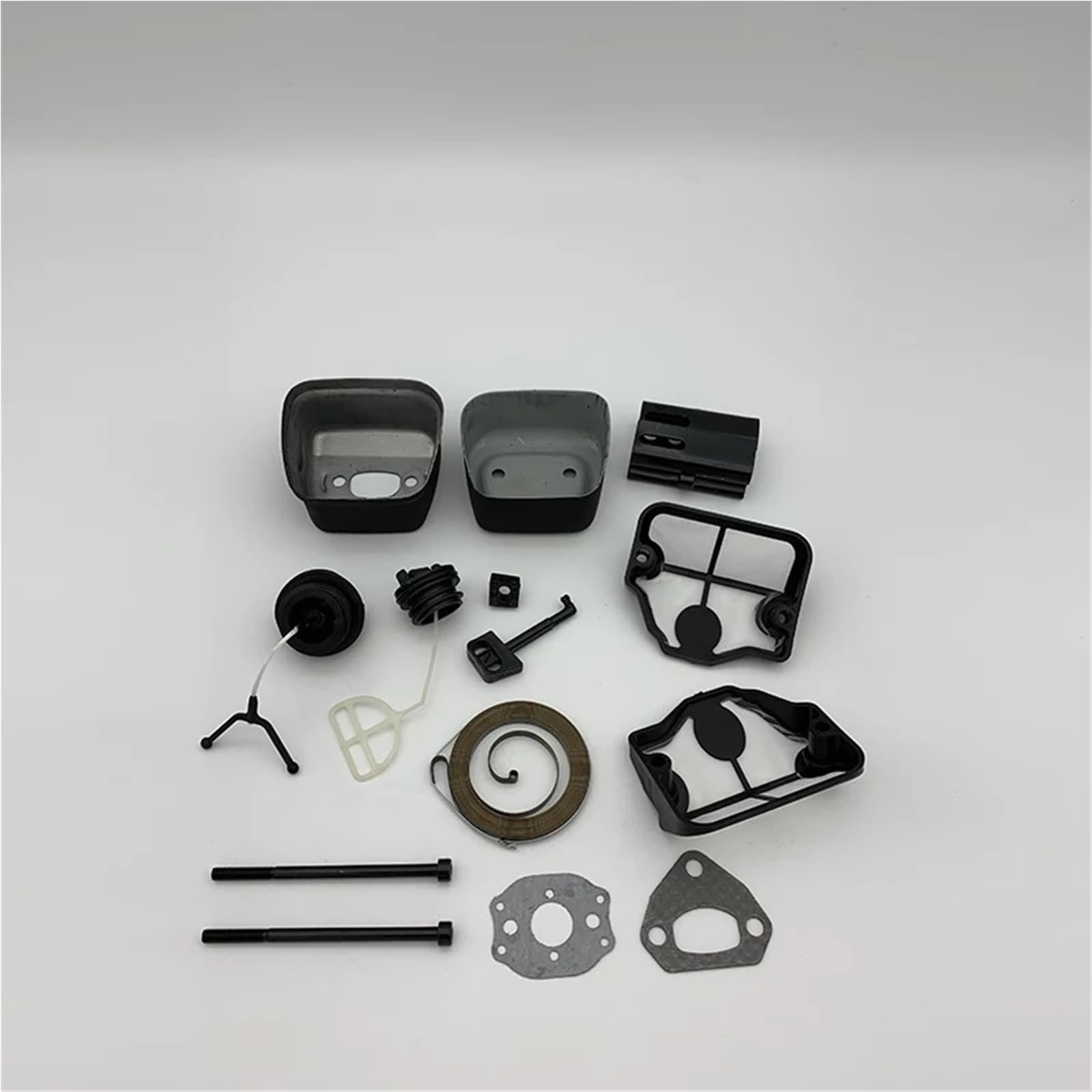 Perno del silenciador de escape, filtro de aire, tapa de combustible, varilla del estrangulador, polea de arranque, compatible con motosierra de gasolina HUS 137, 142, 137LE y 142LE.