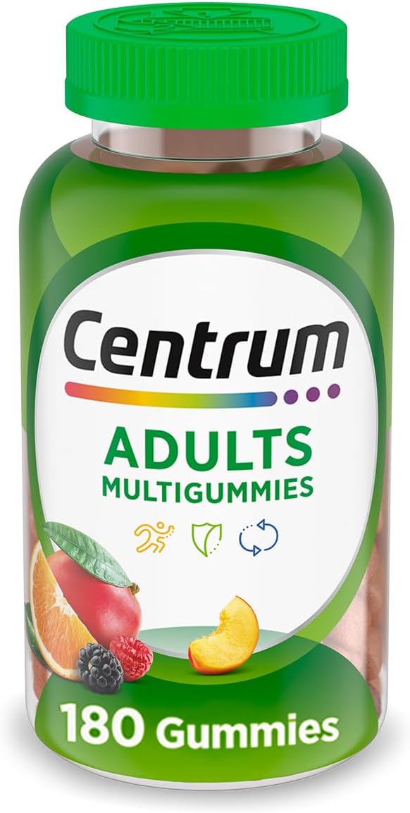 Centrum MultiGummies Gummy Multivitamin for Adults, Multivitamin/Multimineral Supplement with Vitamins D, B and E, Assorted Fruit Flavor – 180 Count Centrum MultiGummies Gummy Multivitamin for Adults, Multivitamin/Multimineral Supplement with Vitamins D, B and E, Assorted Fruit Flavor – 180 Count