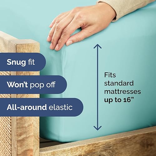 Miniatura 3 de CGK Unlimited - Sábana bajera ajustable, se adapta a colchones de hasta 16 pulgadas, extrasuave, sin arrugas, transpirable, tamaño matrimonial,