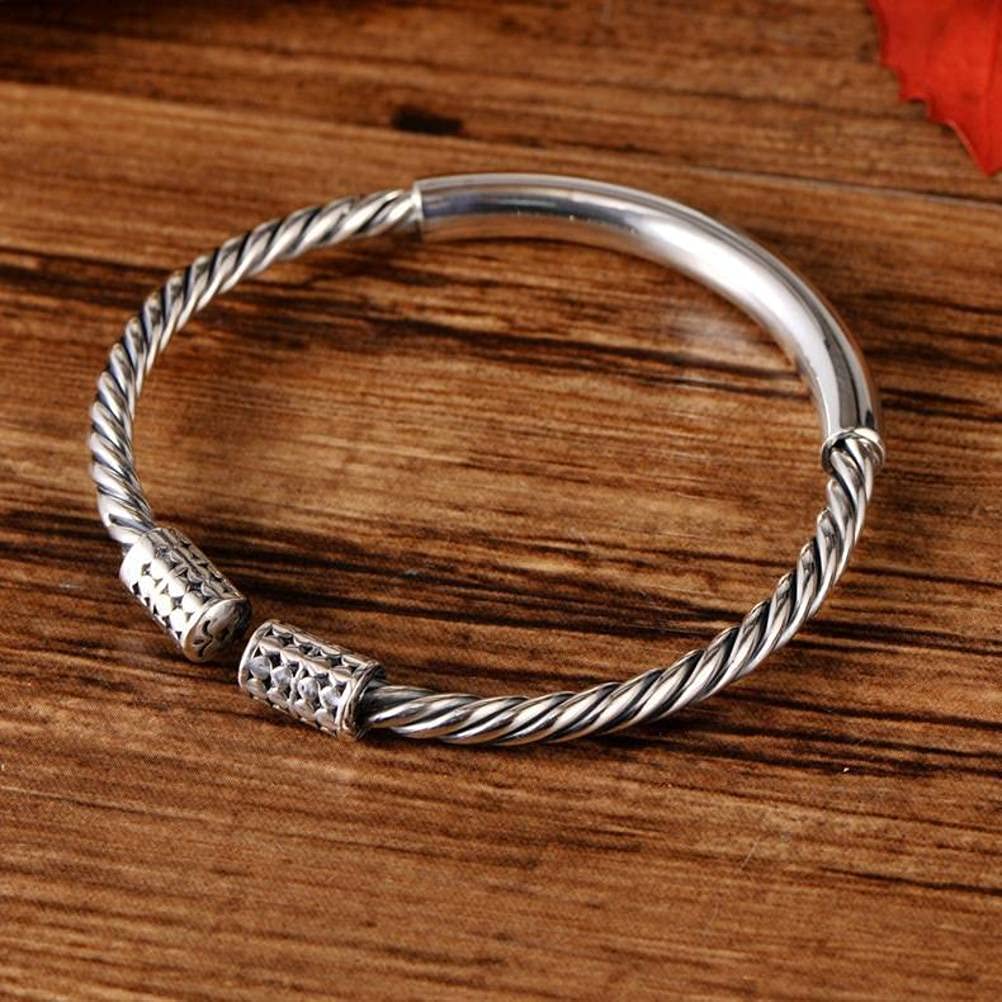 Brazaletes de cadena con brazalete, brazalete de plata, brazalete retro Brazalete de plata esterlina Cuerda de cáñamo trenzada Pulsera abierta retro suave Brazalete de plata esterlina 26g (Color : 26g
