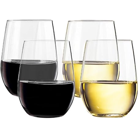 TaZa Unbreakable Plastic Wine Glasses stemless: Elegant Shatterproof Tritan Outdoor wine glasses | Dishwasher-Safe | For Pool Parties | 16 Ounce | Set of 4