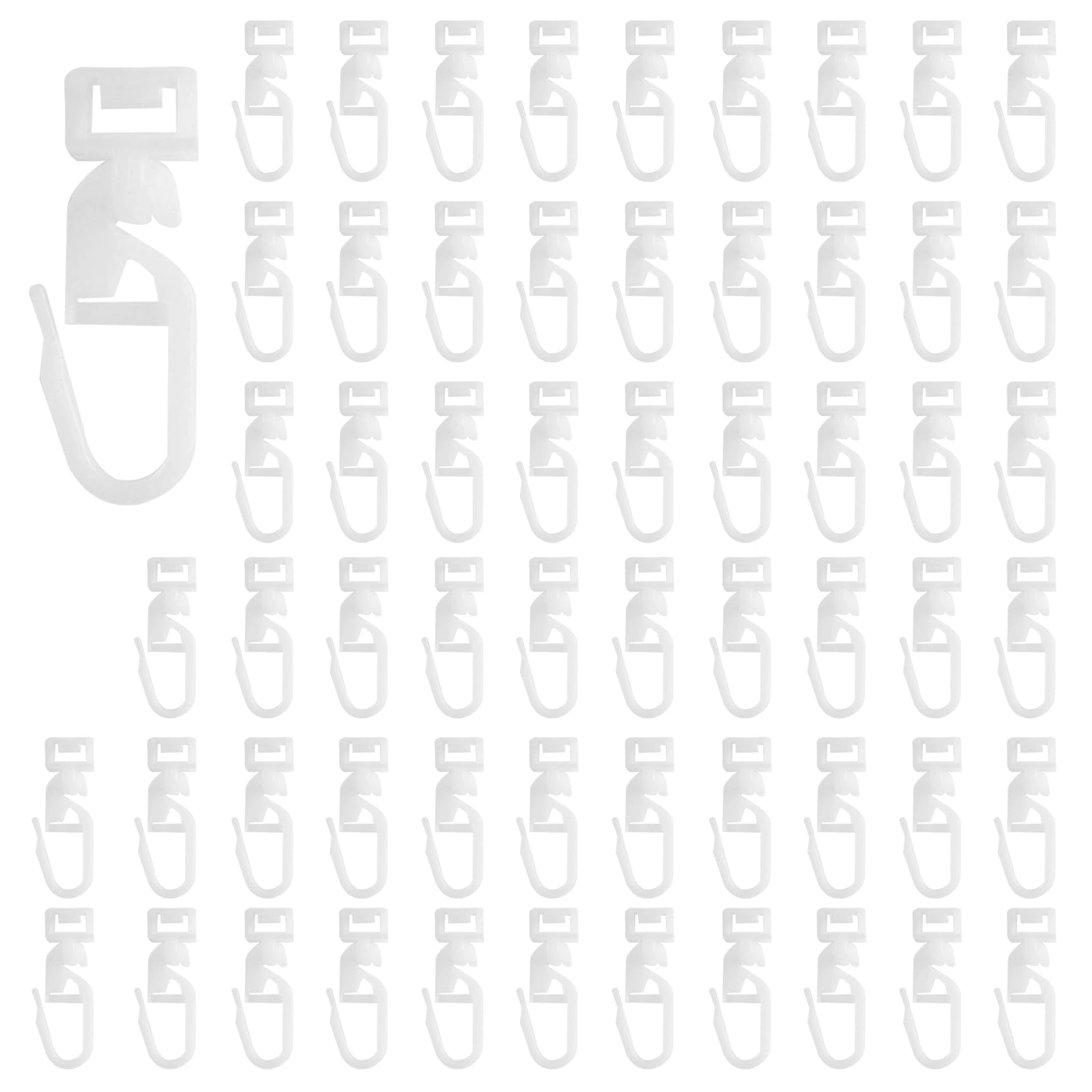 Crochet Rideau Rail 60 Pcs, Crochets Rideaux Rail Glisseur, Supports Patins en Plastique pour Tringles 5,8-7 mm Camping-Car Caravane