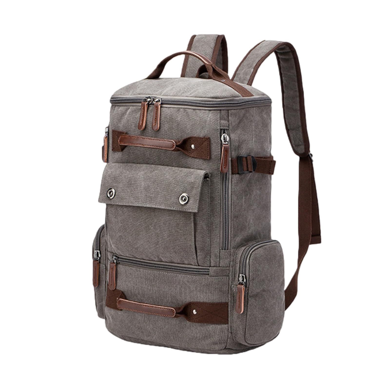 Gyios backpack Vintage Canvas Laptop Backpack, Large Capacity Multifunctional Rucksack For School, Travel And Daily Use-gray