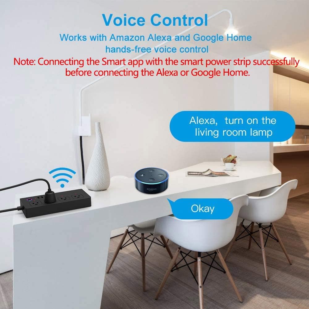Smart Power Strip WiFi Plug TONBUX Multiple Outlet Surge Protector USB Bar & FCC Certified Remote Control Timing Schedule Voice Control with Alexa Echo Google Home IFTTT Black