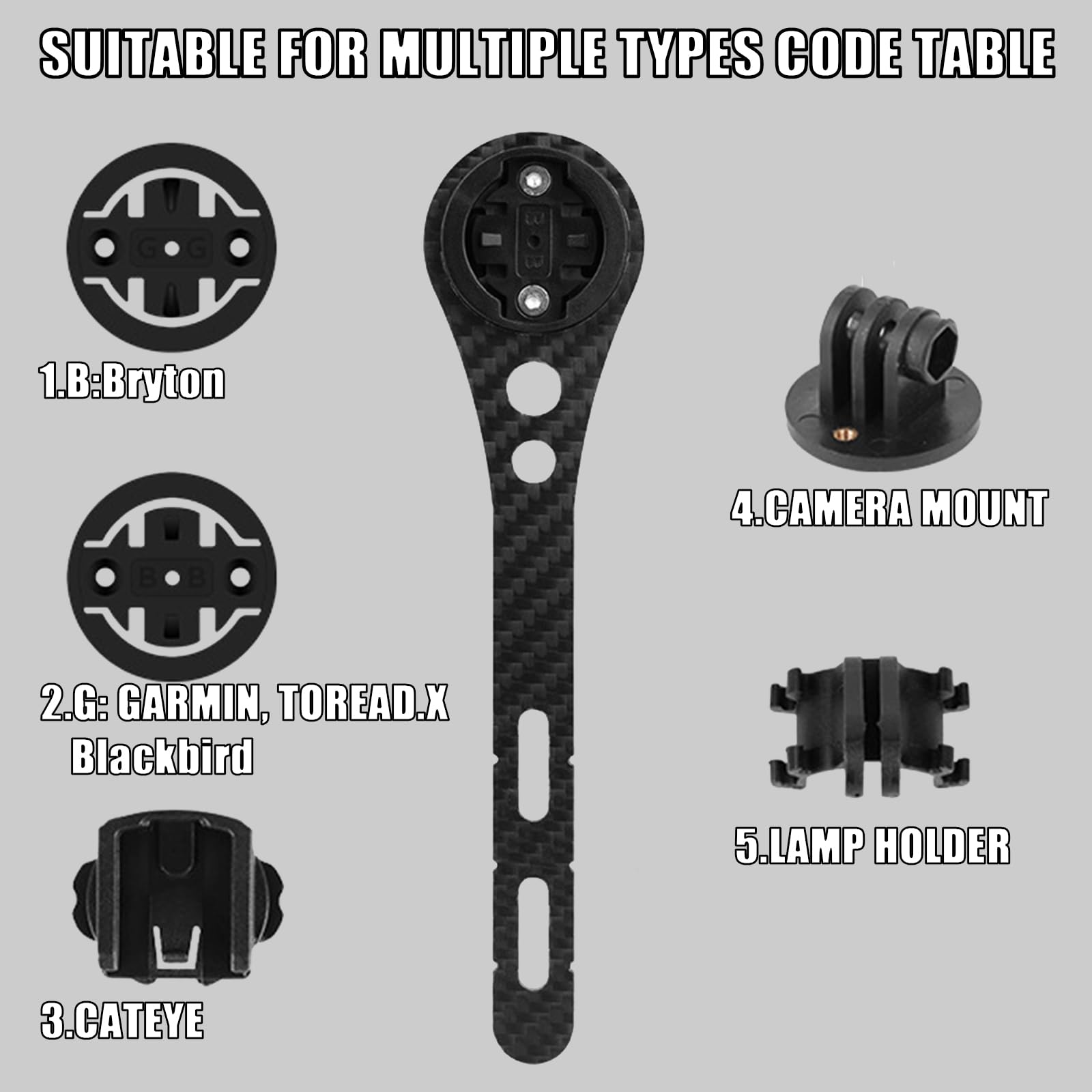 Wenbones Supporto Integrato Ciclocomputer, Supporto Computer da Manubrio Fibre de carbone, Supporto per Computer da Ciclismo per Bici per Garmin Edge, TOREAD.X, Cateye, Bryton, Blackbird