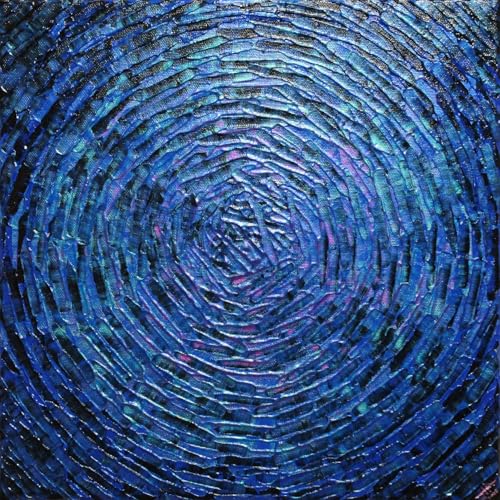 Peinture acrylique Éclat concentrique rose bleu pour sublimer votre salon moderne