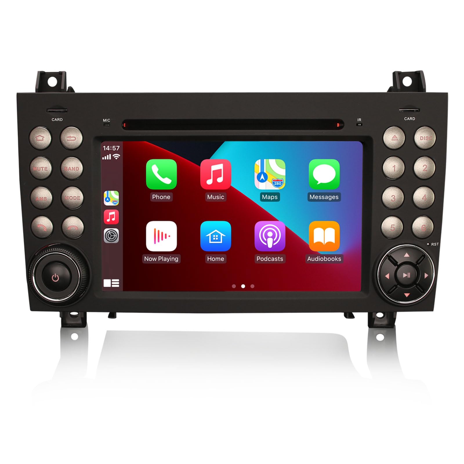 Erisin Android 14 8-Kern Autoradio Mit GPS für Mercedes-Benz SLK Klasse R171 SLK200 SLK280 7 Zoll Navigation Touchscreen Integriertes kabelloses CarPlay DAB+ WiFi 4G FM Bluetooth A2DP RDS 4GB+ 64GB