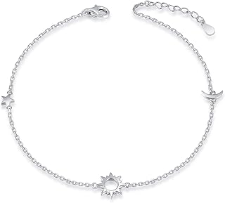 12 Ankle Bracelet Tattoo Ideas for Women: Subtle and Chic 26 925 Sterling Silver Ankle Bracelets Moon Star Sun Universe/Flower/Sunflo...