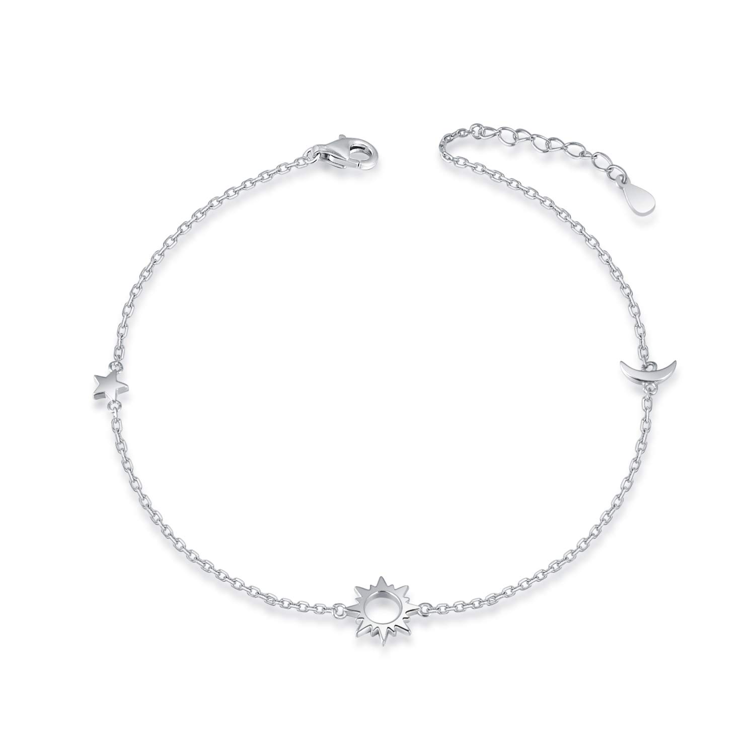 Bracelet De Cheville Femme Plaqué Or 14 Carats – Motifs Marguerite, Lune, œil Maléfique, Longueur Ajustable