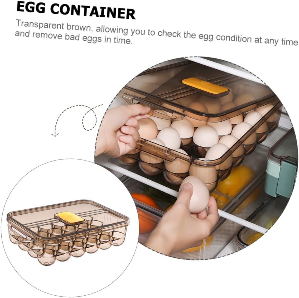 Egg Holder for Fridge and Refrigerator Rolling Storage Box Egg Organizer Case and Easy to Clean Neat and Spacious