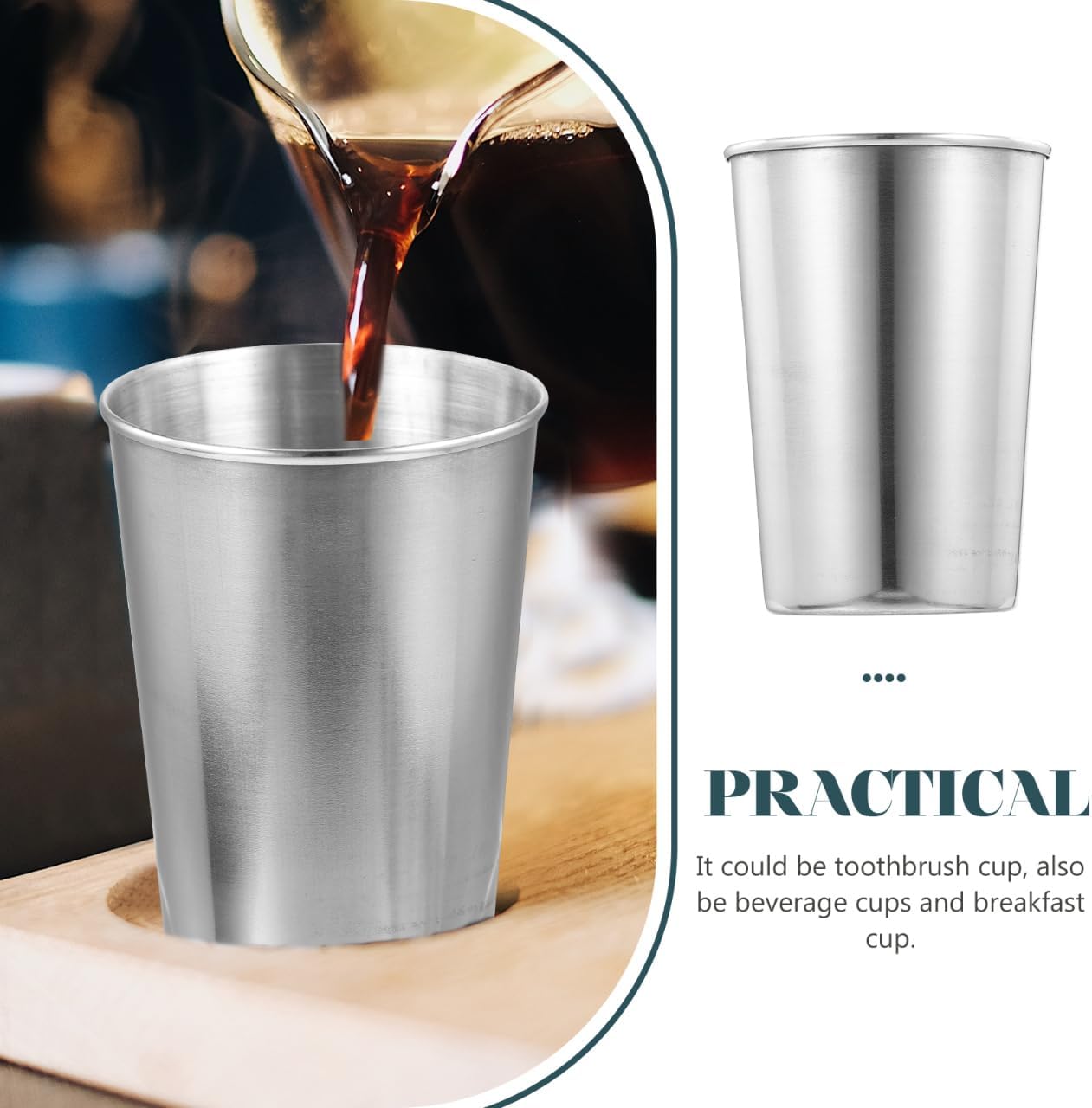 Cabilock 6 oz Stainless Steel Bathroom Rinse Cup, Small Silver Tumbler
