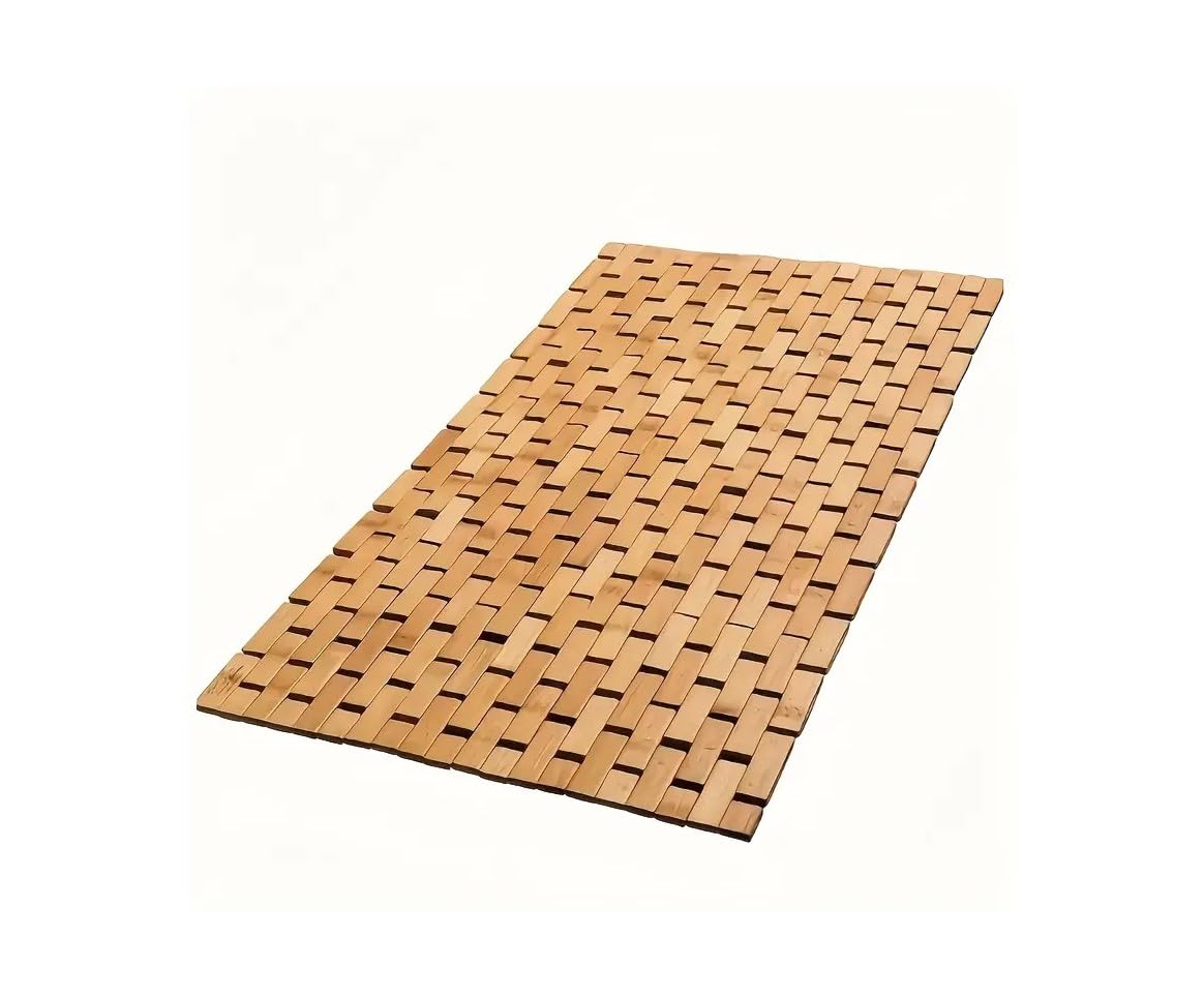 Natural Eco Friendly Foldable Bamboo Bath Mat, Multipurpose Wooden BathMat with Anti Slip Rubber Feet Waterproof for Bathtub Sauna Spa Indoor or Outdoor kitchen Bedroom Bathroom Accessories 60 * 40cm