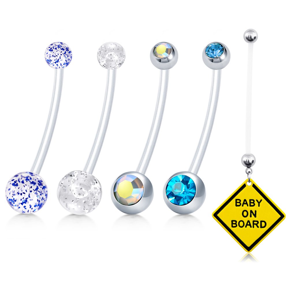 Buy 14g Clear Belly Button Rings Bioflex Plastic Pregnancy Belly Button