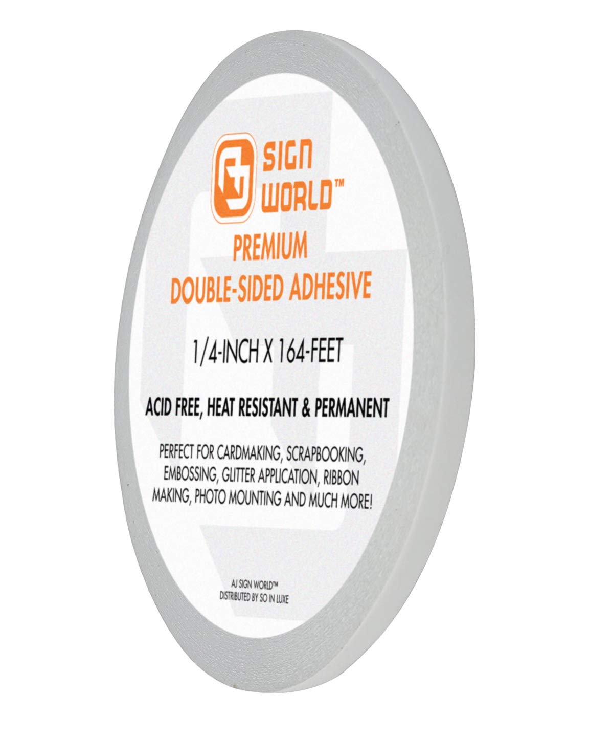 AJ Sign World Bestes 1/4 Zoll ultradünnes doppelseitiges Klebeband für Kunst, Handwerk, Fotografie, Scrapbooking, Abreißen, für Handarbeiten, Papierrückwand (0,6 cm x 50 m)