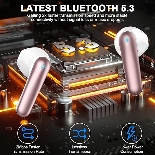Miniatura 2 de Auriculares inalámbricos Bluetooth 5.3 50 horas de reproducción, auriculares estéreo con graves estéreo con 4 micrófonos ENC, pantalla LED,