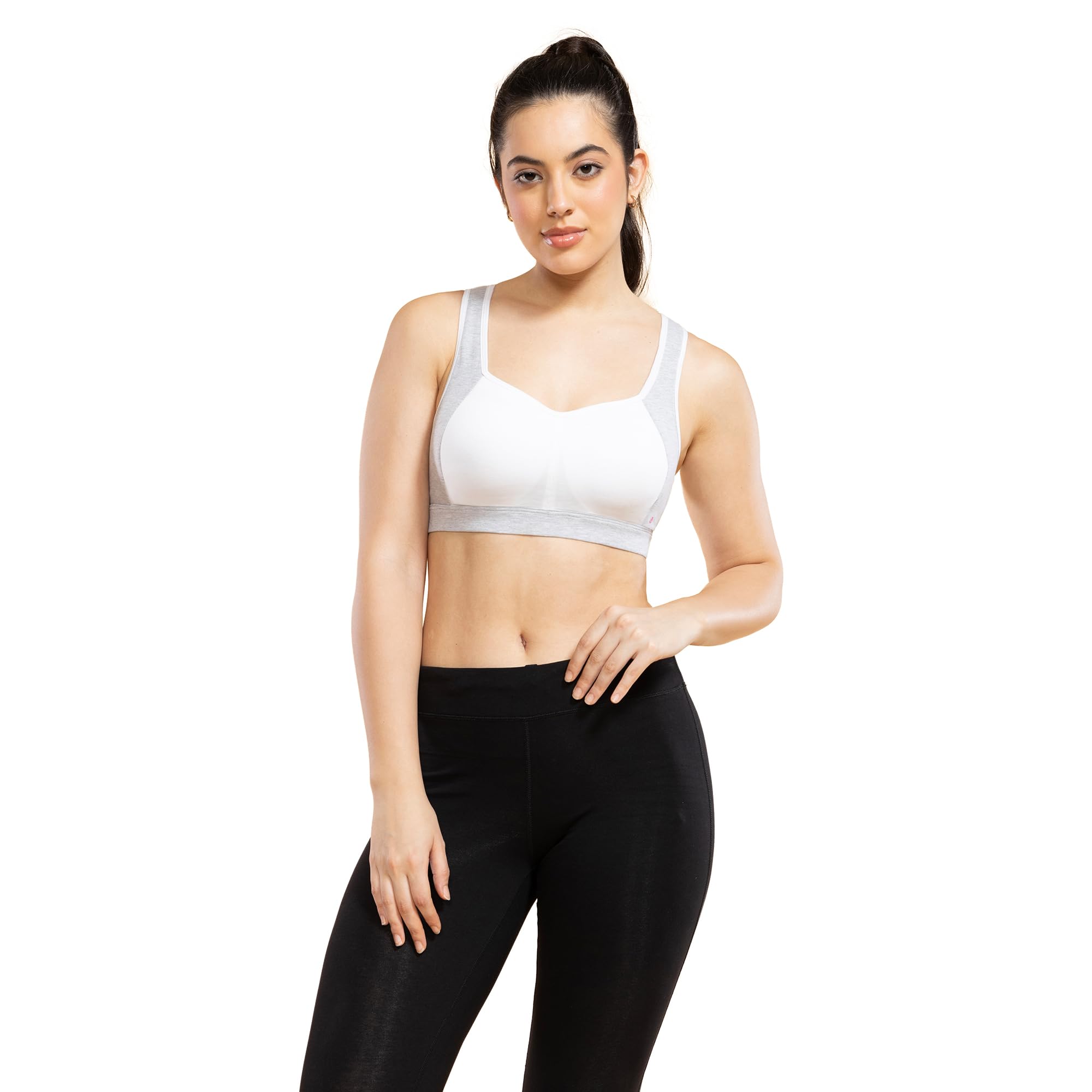 enamor Women's Cotton Blend Sports Bra - Medium Support, Padded, Non-Wired, Full Coverage, Molded Cups and Side Panels Provide No-Shift Shaping-picture-13