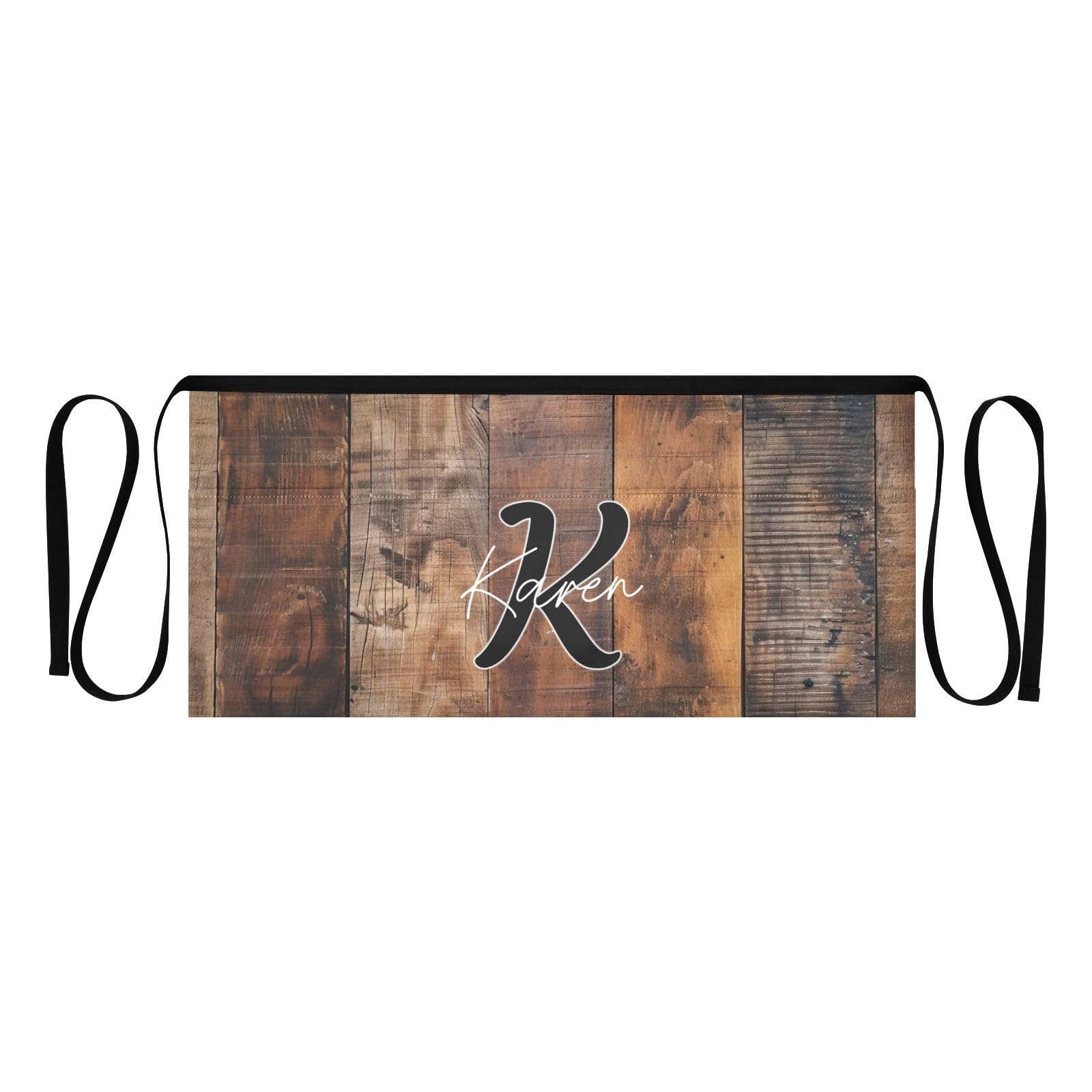 ODAWA Customized Monogram Short Apron Waitress Apron with Pockets Cute Personalized Name Brown Wood Board Server Aprons for Waitress