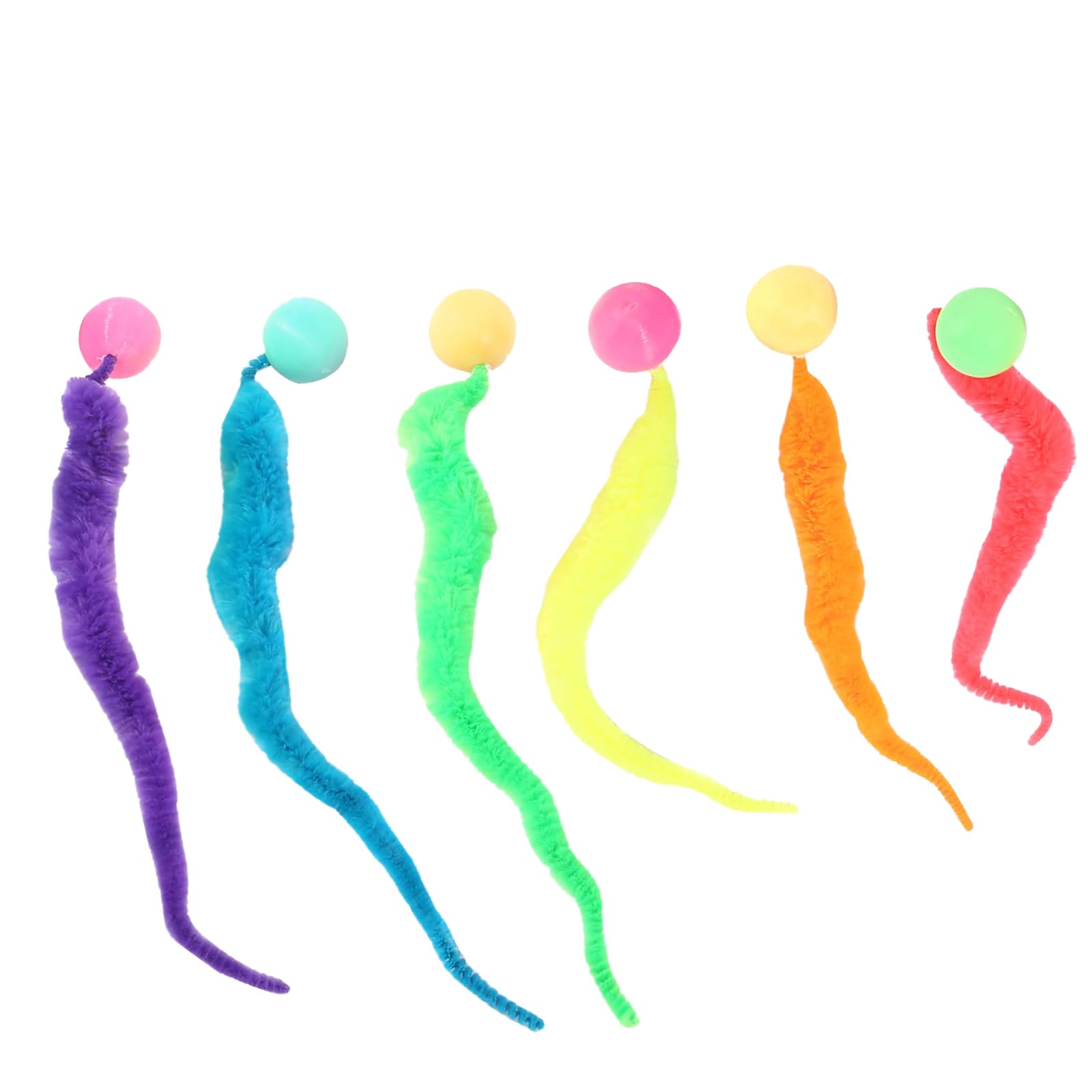 Divertidos para Gatos,6 PCS Pelotas Interactivas para Gatos con Plumas Juguetes Rebotantes de Goma Multicolor Divertidos Juegos para Interiores Bolas Elásticas para Gatitos y Adultos
