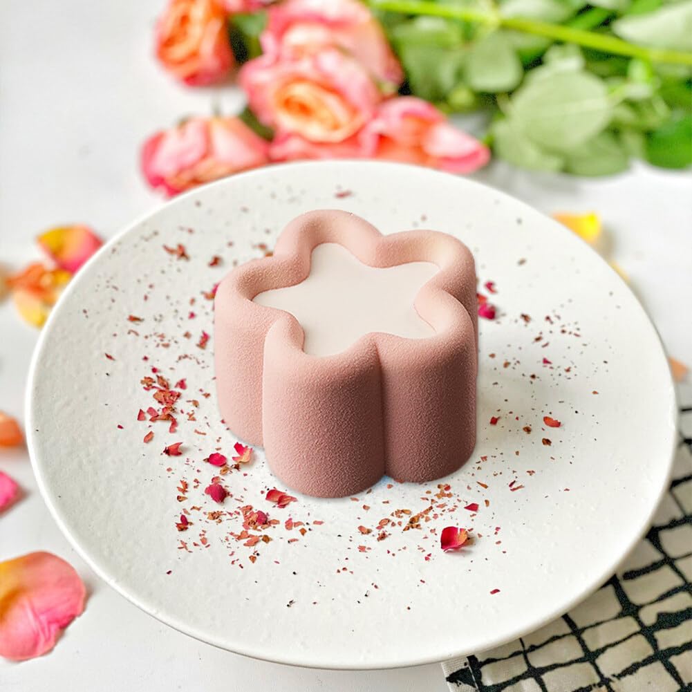 Moldes de silicona de 6 cavidades con forma de flor, corazón, estrellas, cuadrados, para decoración de cubitos de hielo para tartas caseras, chocolate, magdalenas, moldes para manualidades (4
