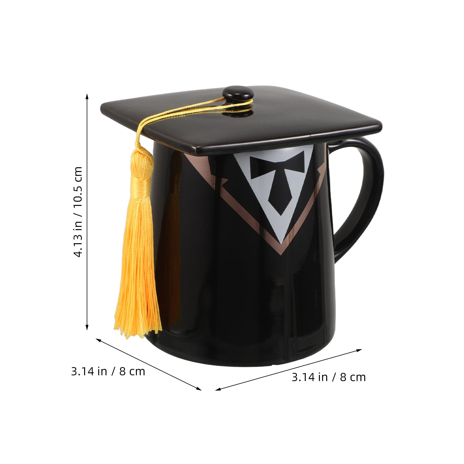 Tazza in ceramica a forma di cappello di laurea con coperchio a nappa, 450 ml/15 oz, tazza da caffè/tè nera, regalo di laurea 2026 per studenti, insegnanti, bomboniera per feste scolastiche