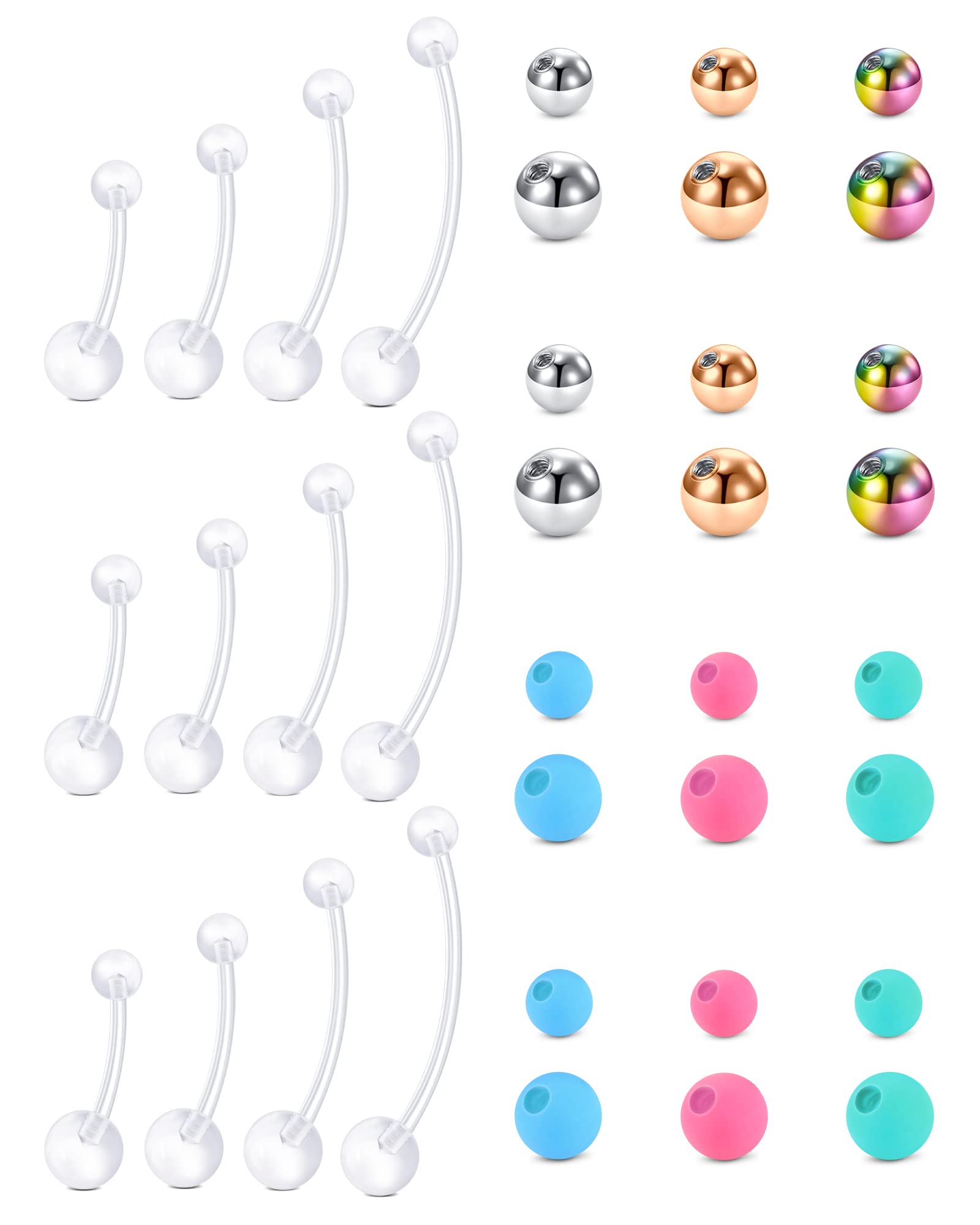 JFORYOU 14G 38MM Piercing Ombligo para Mujeres Embarazadas Anillo Barras Barbell para Ombligo Joyas Corporal