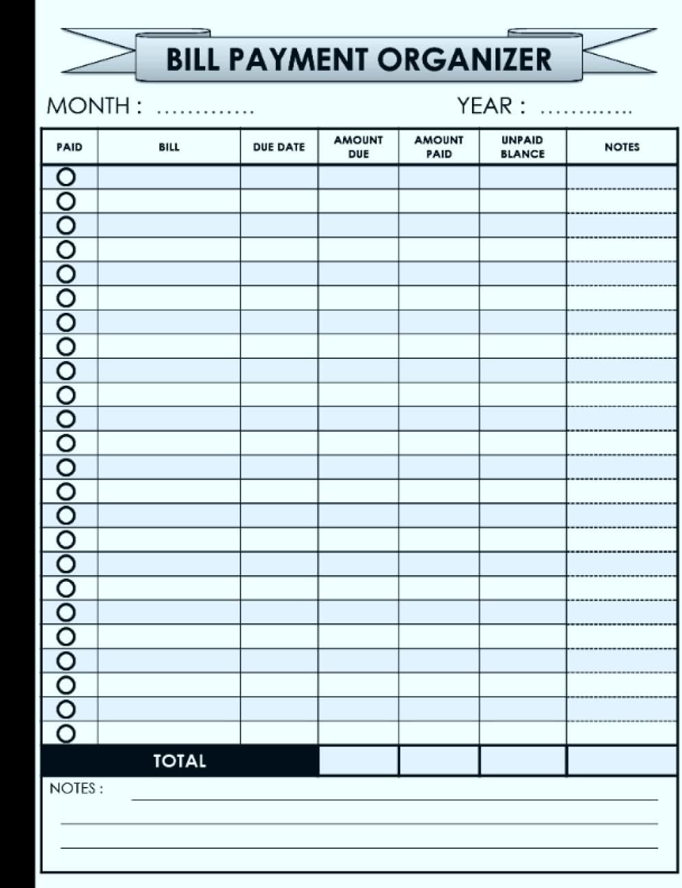 Independently published Bill Payment Organizer: Simple monthly bill payment organizer size 8.5" x 11"