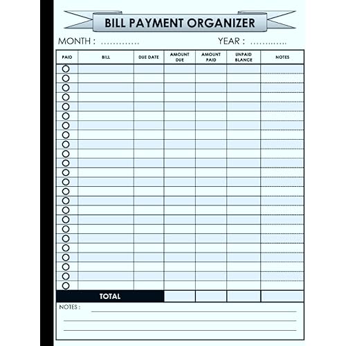 Bill Payment Organizer: Simple monthly bill payment organizer size 8.5" x 11"