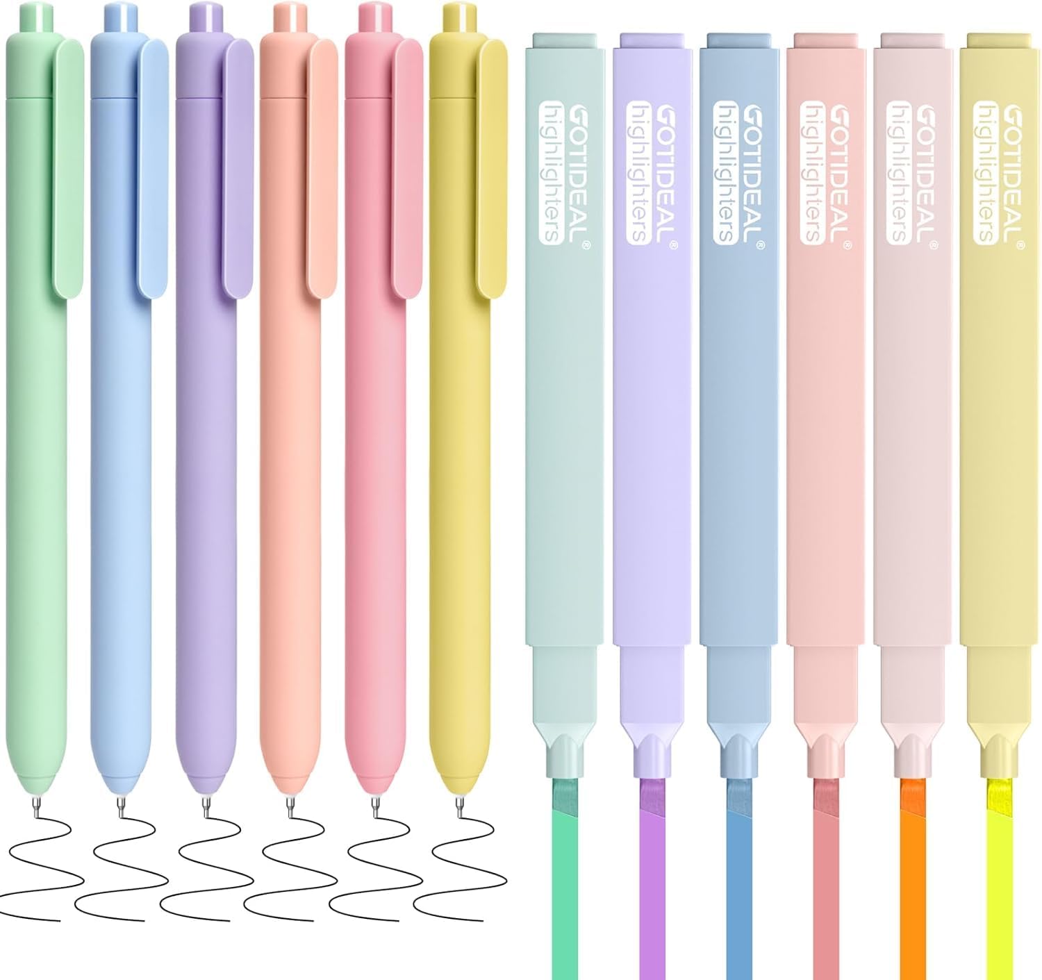 24Pcs Aesthetic Highlighters And Gel Pens, BetterJonny 12 Colors
