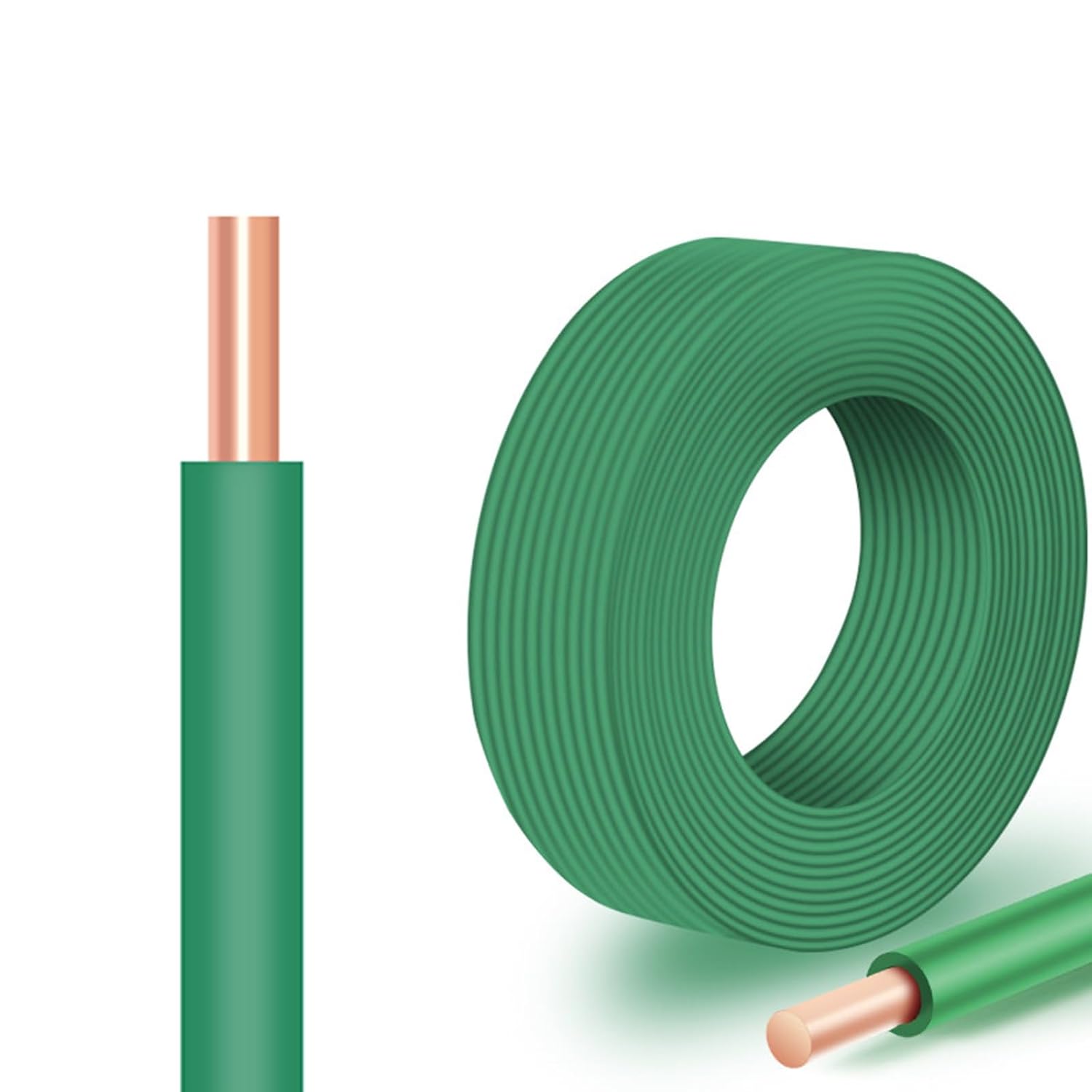 0.3-10 Mm² Green Solid Copper Wire Single Core Electrical Wire – 99.99% Pure Copper, Flame Retardant PVC Insulated, Durable & Flexible – for Home Wiring, Electrical Projects & DIY(160FT,0.3mm²)