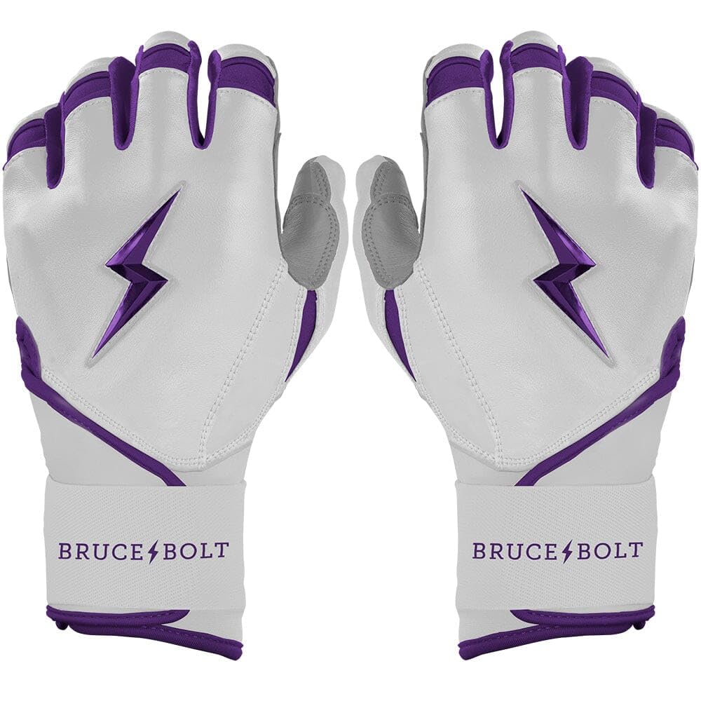 BRUCE BOLT Chrome Series Long Cuff Purple Batting Glove - Purple XXLarge