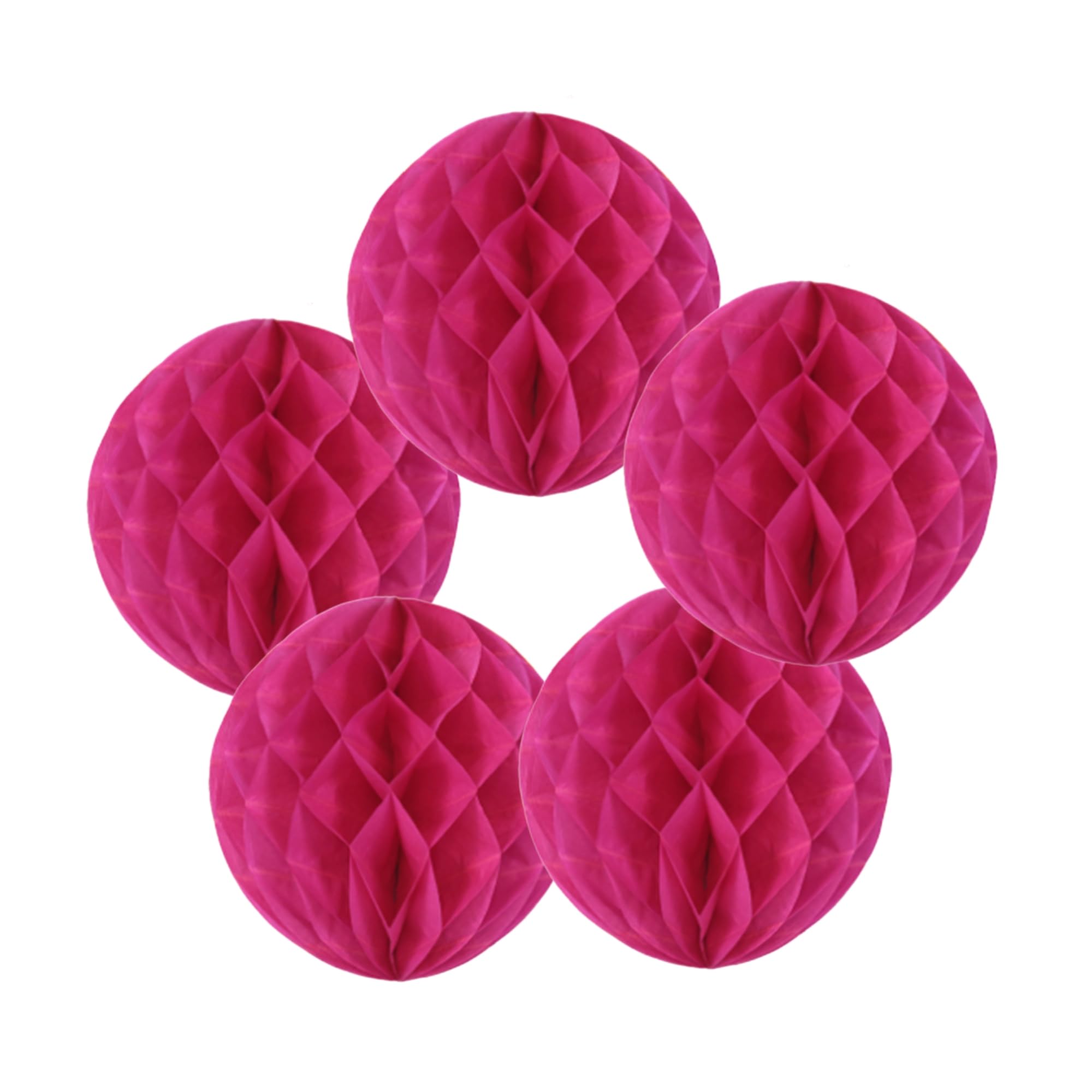 SrchJoy Honeycomb Paper Ball Party Decorations Pack of 5 Tissue Pom Poms Flower Ball Garland Birthday Baby Shower Wedding Party Decor (Hot Pink, 5 Pcs - 8" (20cm))