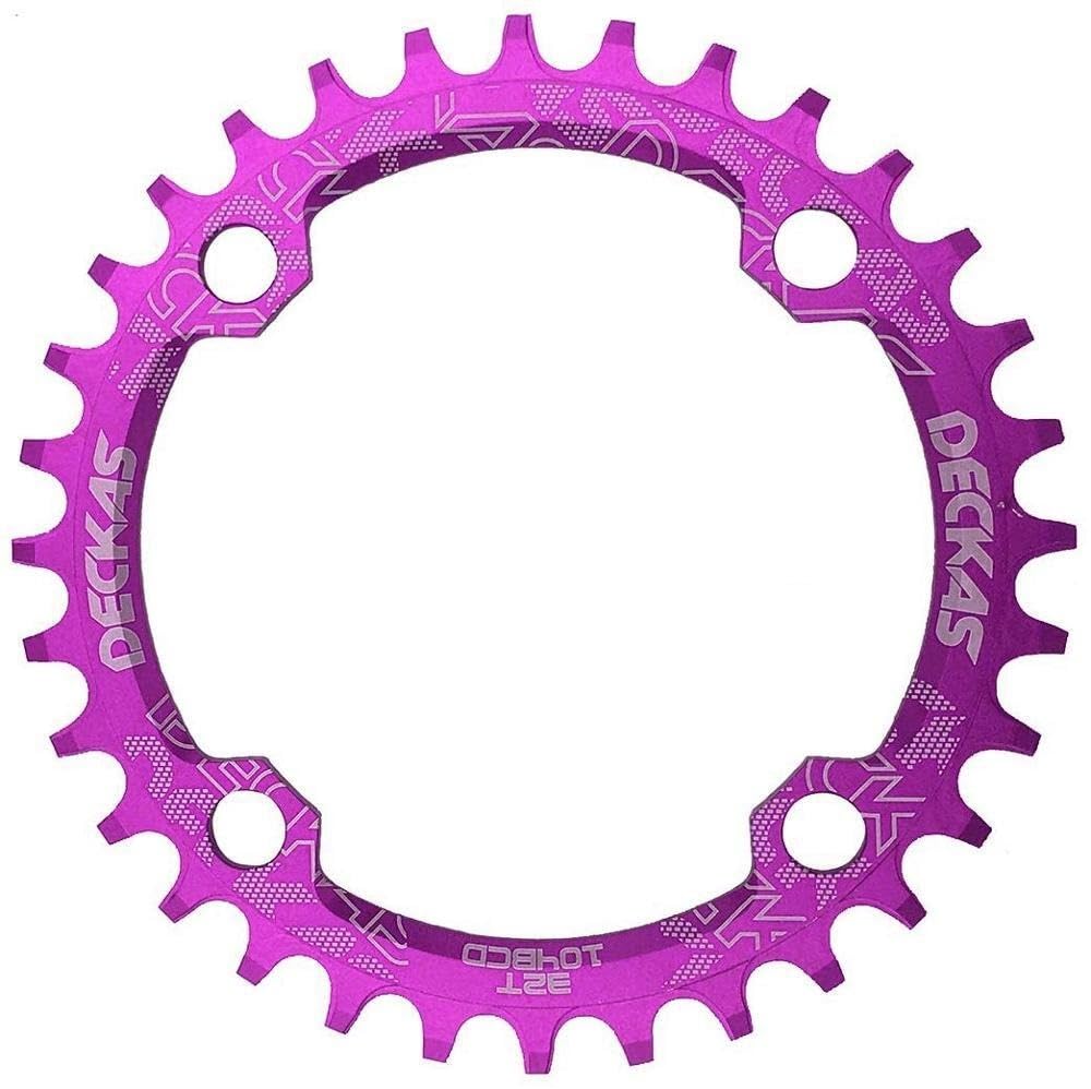 ETomey Chainring 104BCD Round Narrow Wide MTB Mountain Bicycle 32T 34T 36T 38T Single Tooth Plate Parts 104 BCD Chain Ring (Color : Purple disc 32T)