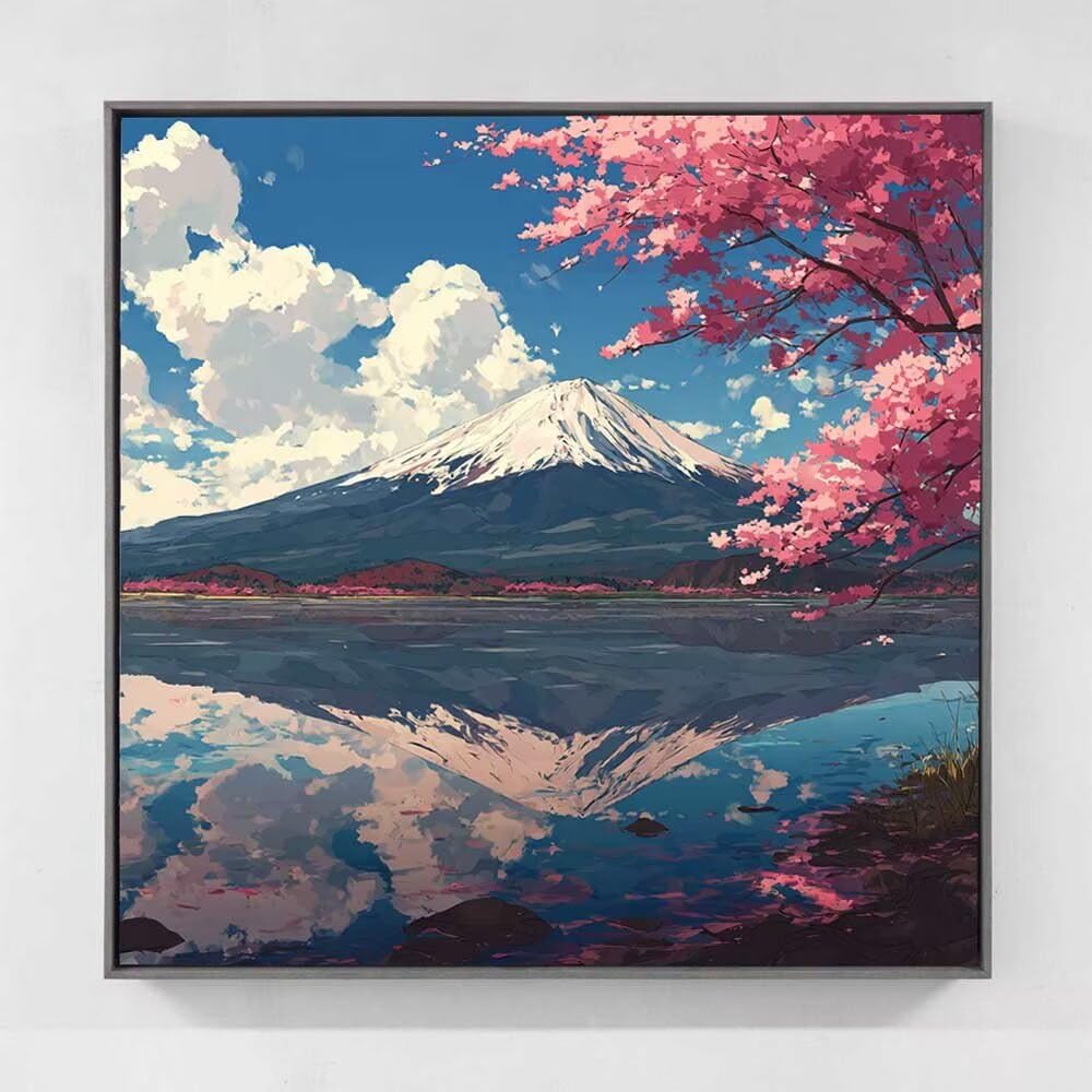 Mount Fuji diamentowe zestawy artystyczne dla dorosłych, malarstwo diamentowe, japońskie kryształowe zestawy artystyczne, dla dorosłych, początkujących, pełne okrągłe wiertło, klejnot, zestawy do