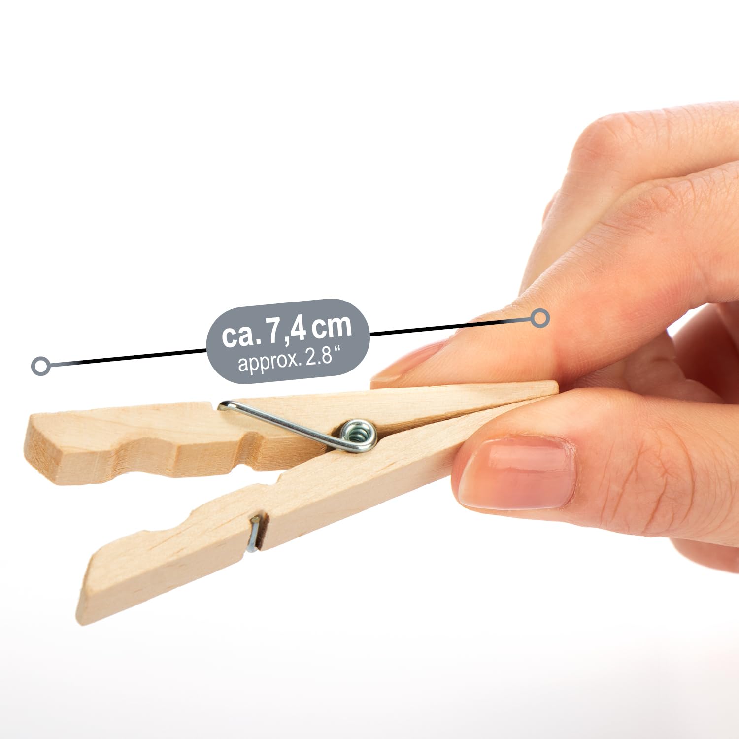 COM-FOUR® 120x Pinzas de Madera sostenibles Hechas de Madera de Abedul sin Tratar para Colgar Ropa y Manualidades (120 Piezas - Abedul)