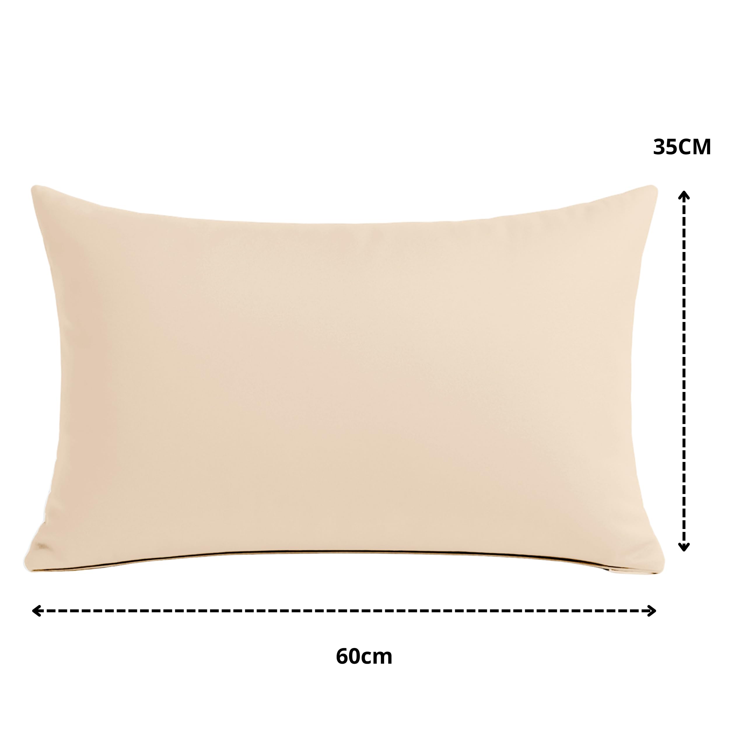 Coussin de décoration extérieur 60x35 cm, Lot de 2 – Déhoussable, déperlant, Anti-UV, pour Fauteuil ou canapé de Jardin – Beige