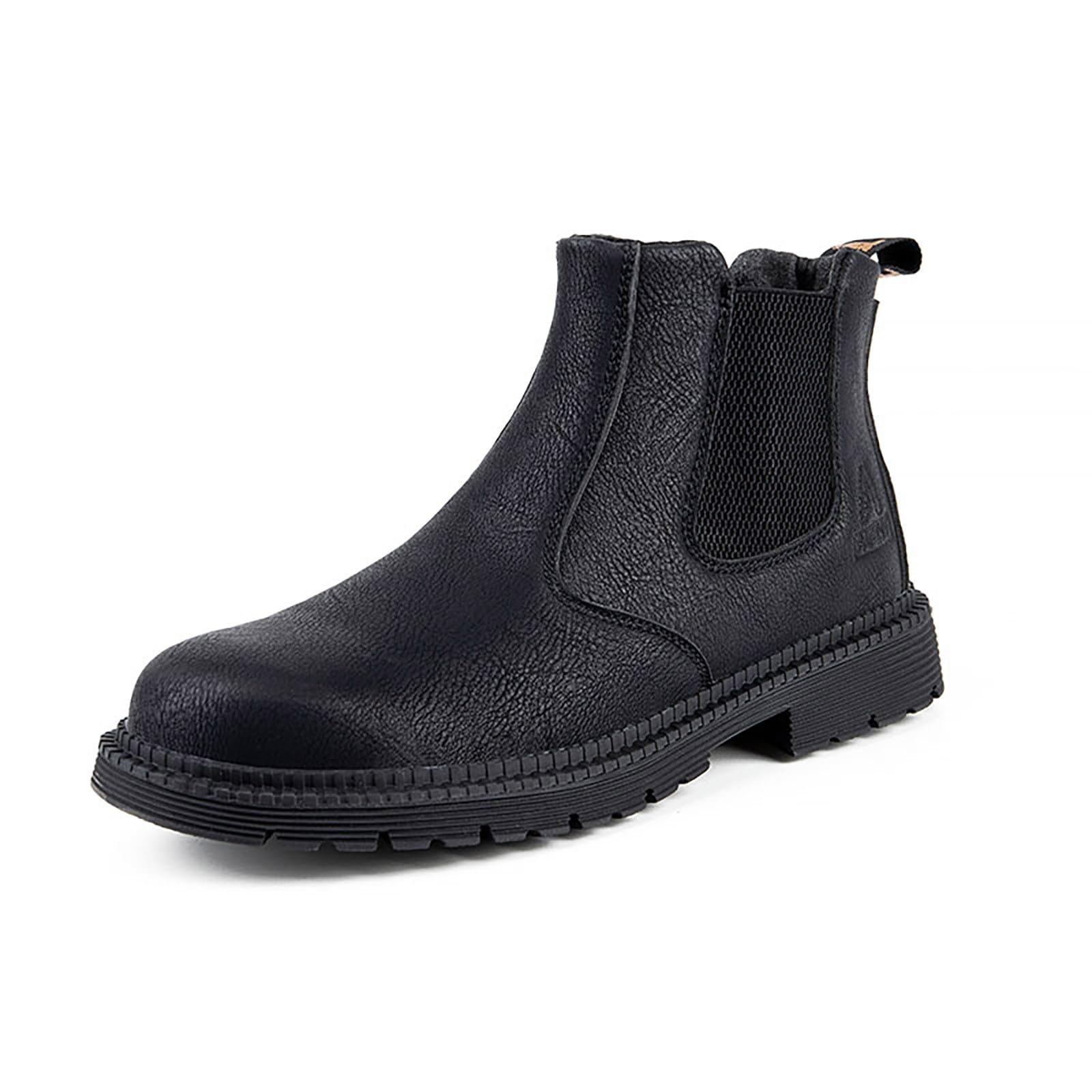 Genérico Bottes de cheville pour homme à semelle épaisse avec fermetures en cuir durables et polyvalentes pour toutes les occasions