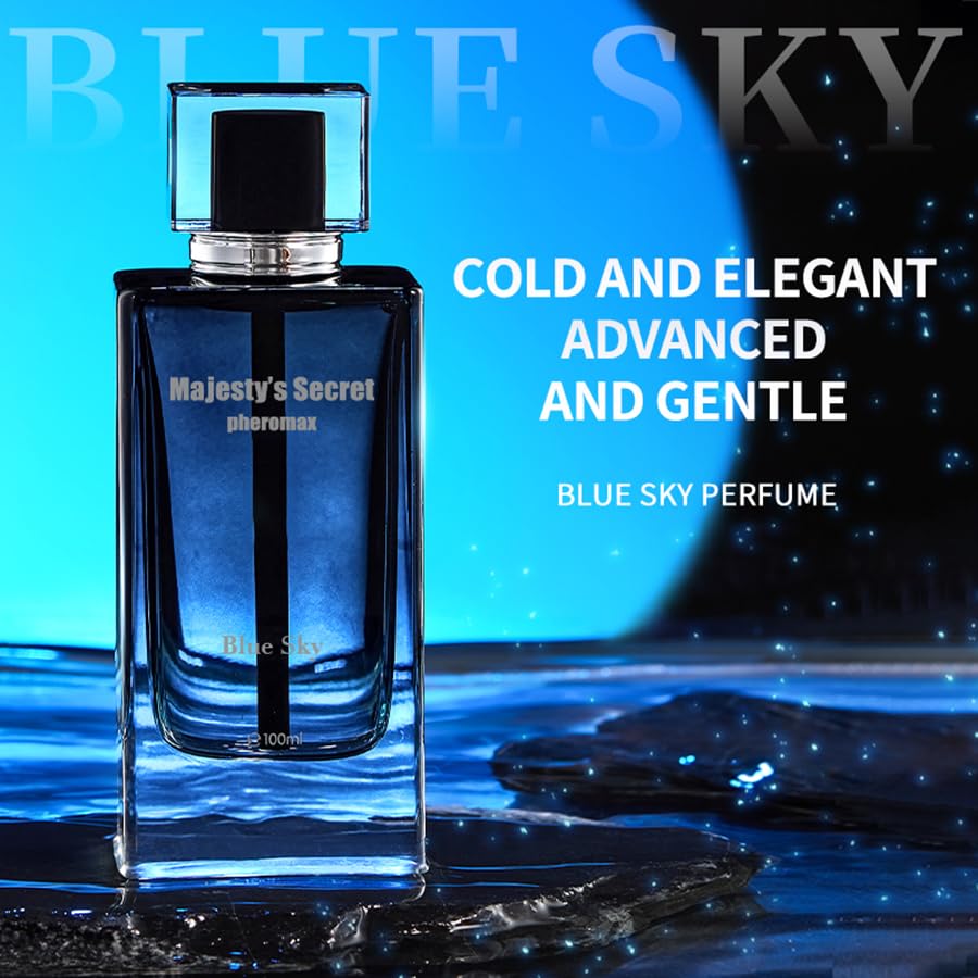 MAJESTY'S SECRET PHEROMAX Perfume for Men, Eau de Parfum, 3.4 Fl Oz Gift Set, EDP Cologne, TAN Blue Sky