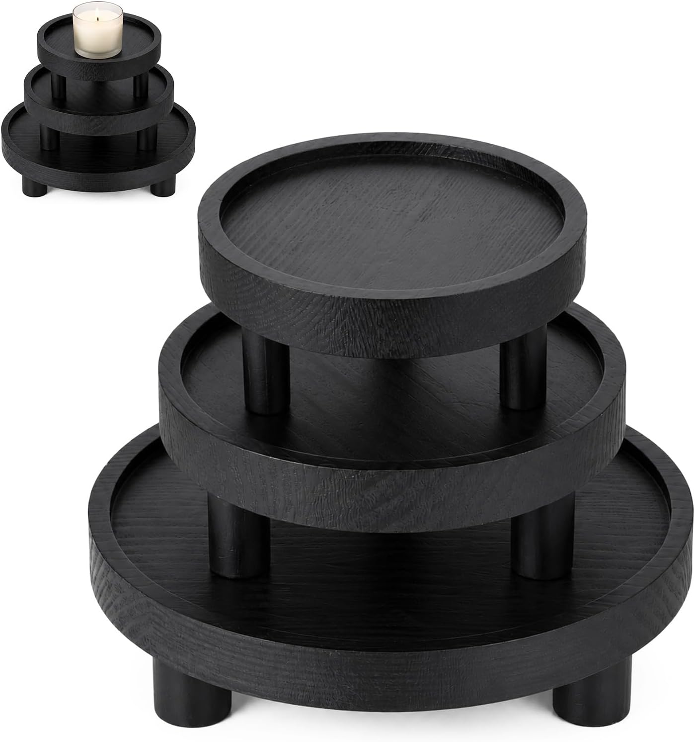 3 Pcs Wooden Display Risers Modern Wood Riser for Display