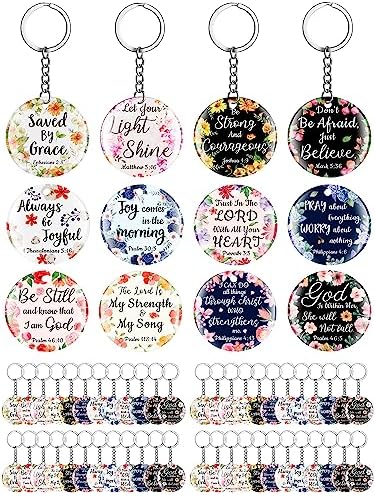 Janmercy 120 Pcs Acrylic Christian Keychain Bulk for Women