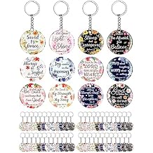 Janmercy 120 Pcs Acrylic Christian Keychain Bulk Floral Bible Verse Keychain Religious Scripture Jewelry Gifts for Women Men
