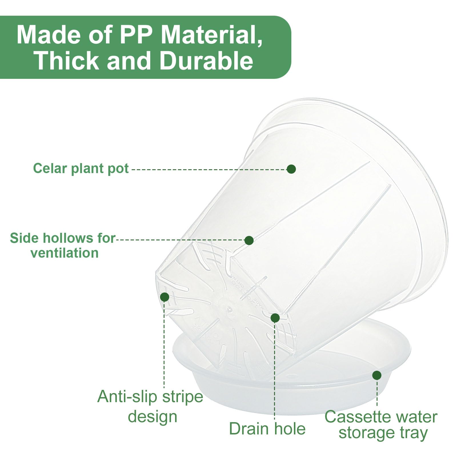 Snapklik.com : IWNTWY Plant Pots 7/6/4.7 Inch Set Of 6, Clear Plastic ...