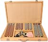 Set de lentes de prueba de vidrio iluminado de 225 piezas, caja de examen ocular con armazón de prueba ajustable y ligera (caja de madera) 1