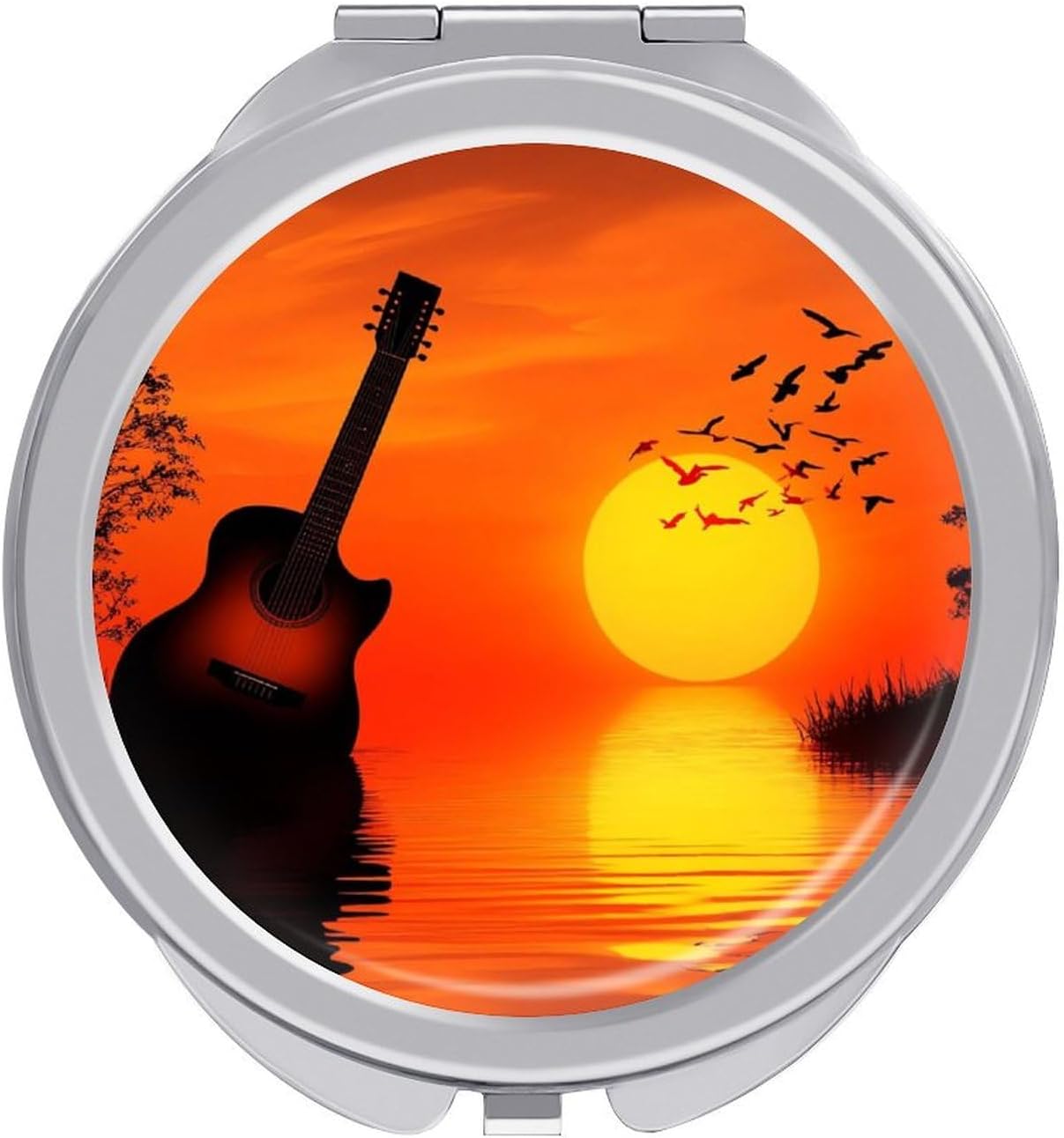 Abstract Guitar Compact Makeup Mirror Mini Foldable Cosmetic Mirror Portable Travel Mirror for Purse Pocket
