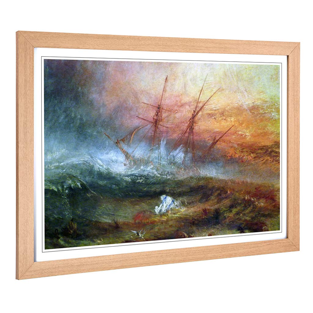 Big Box Art Framed Print of J.M.W (Joseph Mallord William Turner) Slave Ship Design | Wall Art Picture| Home Decor for Living Room, Bedroom, Office, Oak, A2 / 24.5x18 Inch / 62x45cm
