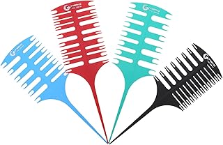 yeacher 4 pçs/conjunto Pente de corte de destaque de cabelo para coloração de cabelo, corte de tecelagem, ferramenta de modelagem de tintura de cabelo de 3 vias para uso em salão