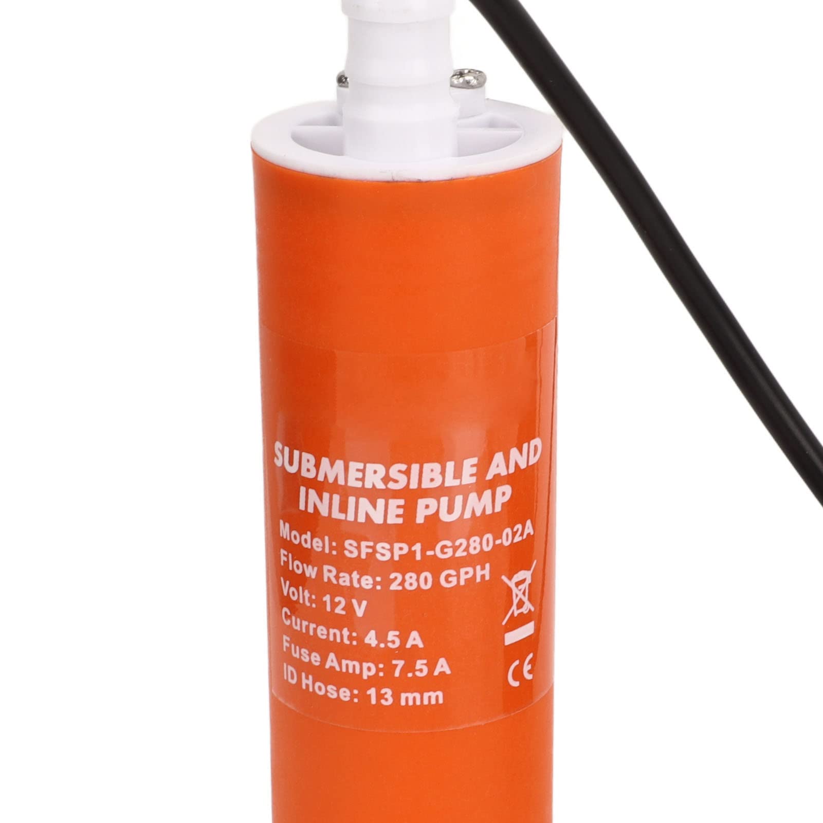 Dilwe Pompa Zęzowa do łodzi 12V PP Inline Pompa Głębinowa 280 GPH Niski Poziom Hałasu 4,5A Kompaktowa do Przetaczania Wody Jachtu RV Marine Słodkowodna Słona Woda