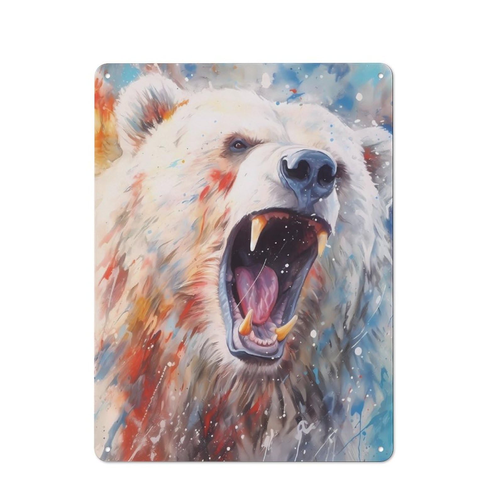 Junmoney Polar Bear Watercolors Rustic Metal Sign 40X30cm, Barn Style Farmhouse Wall Decor For Kitchen, Cottage, Porch Or Garden Room