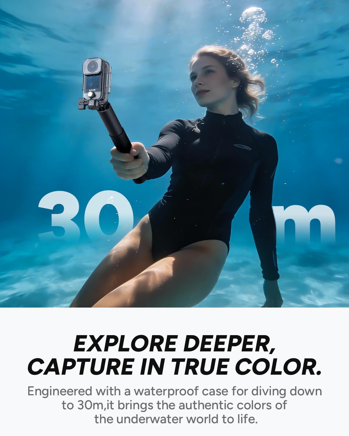 SJCAM C400 128GB Vlogging Pocket Camera, 4K Body Cam, 7H di potenza, 6-Axis Stabilizer Action Camera, 2.29'' Touch Screen, 30M Impermeabile, per YouTube Live Streaming, Nero