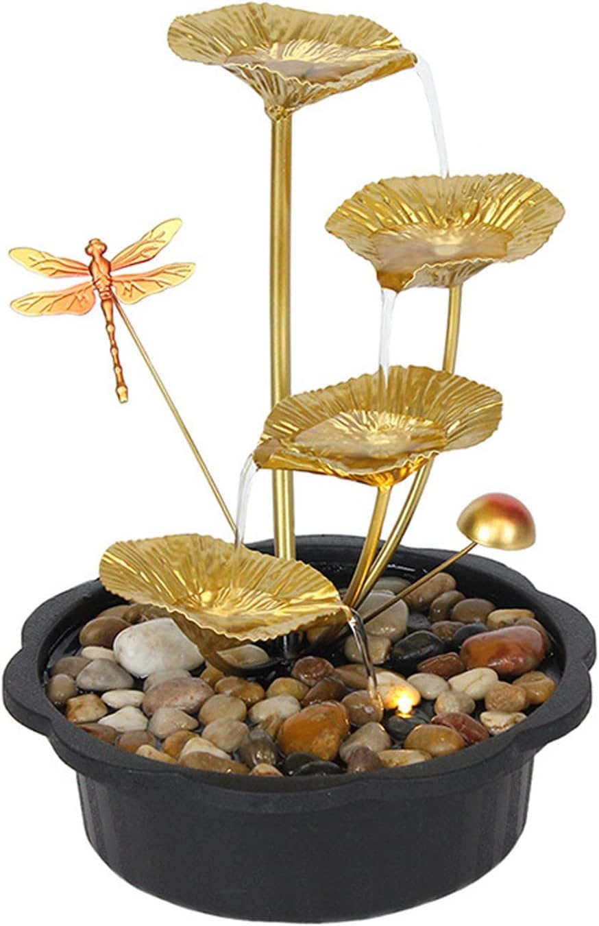 SEFAX 4 Tier Lotus Leaf Tabletop Fountain, Indoor Water